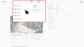 Student dashboard in Xello. The Home menu is open and the cursor is selecting Lessons
